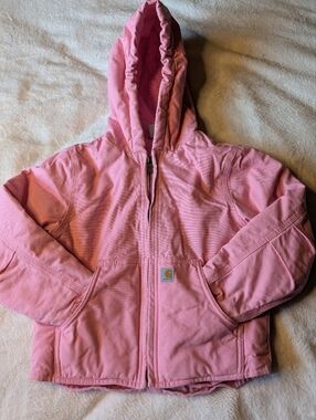 Carhartt Pink Hooded Girls' Sherpa Lined Jacket